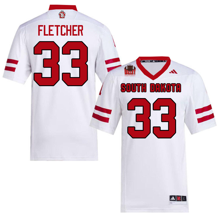 South Dakota Coyotes #33 Carson Fletcher College Football Jerseys,Uniforms-White